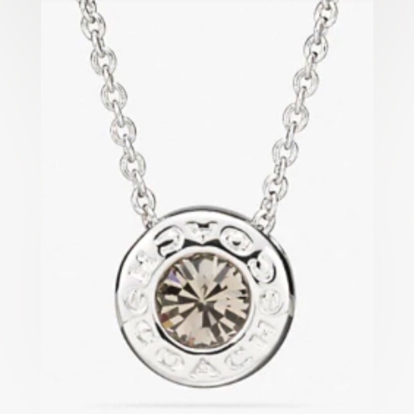 NWT-COACH Silver Open Circle Stone Strand Necklace Style No.F59083. Original Pkg - Picture 2 of 3